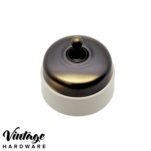ANTIQUE BRASS/WHITE PORCELAIN BASE, 30 SERIES SWITCH