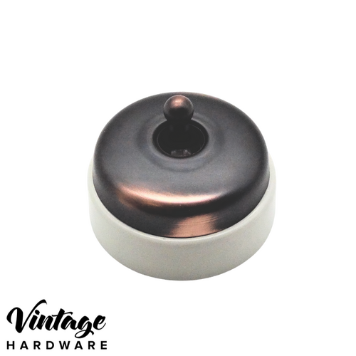 ANTIQUE COPPER/WHITE PORCELAIN BASE, 30 SERIES SWITCH