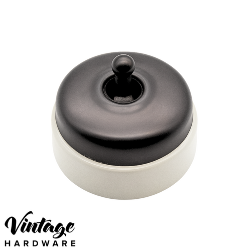 BLACK BRONZE MATTE FINISH/WHITE PORCELAIN BASE, 30 SERIES SWITCH