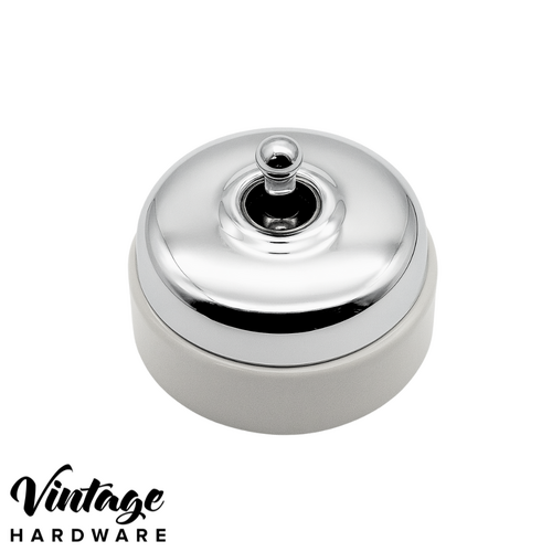 CHROME PLATE WITH WHITE PORCELAIN BASE, 30 SERIES SWITCH