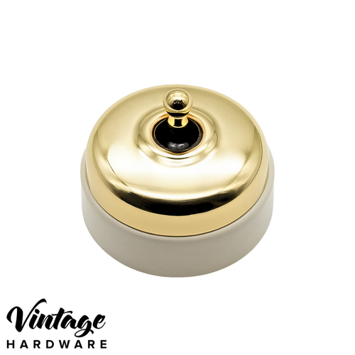 POLISHED BRASS/WHITE PORCELAIN BASE, 30 SERIES SWITCH