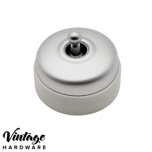 SATIN CHROME WITH WHITE PORCELAIN BASE, 30 SERIES SWITCH