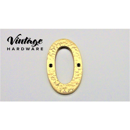 POLISHED BRASS TEXTURED NUMERAL # 0