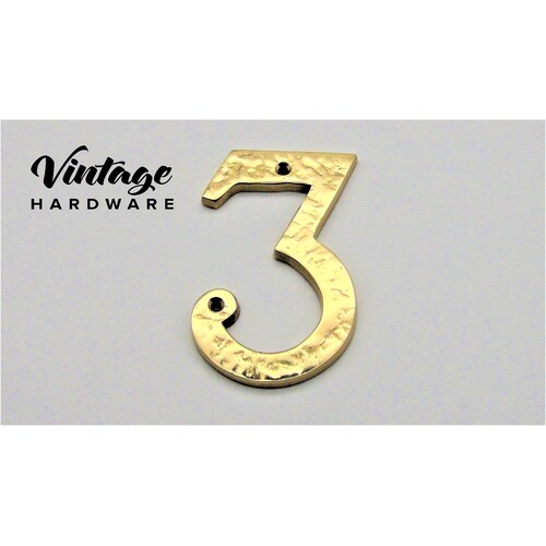 POLISHED BRASS TEXTURED NUMERAL # 3