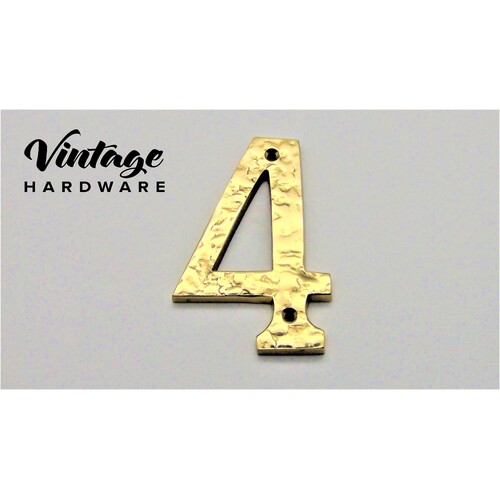 POLISHED BRASS TEXTURED NUMERAL # 4