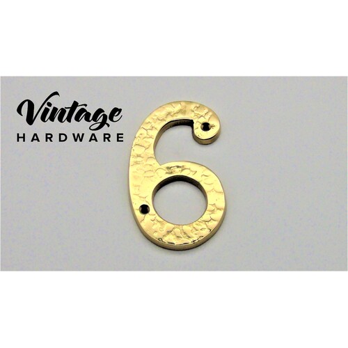 POLISHED BRASS TEXTURED NUMERAL # 6
