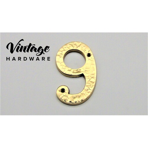 POLISHED BRASS TEXTURED NUMERAL # 9