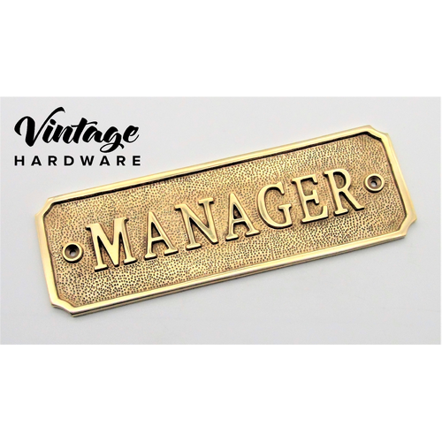 POLISHED BRASS "MANAGER" SIGN, LARGE 225x75mm