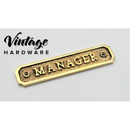 POLISHED BRASS "MANAGER" SIGN, MEDIUM 142x32mm
