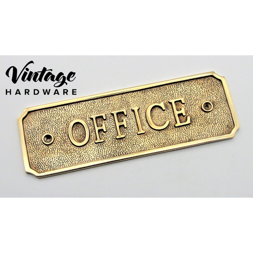 POLISHED BRASS "OFFICE" SIGN, LARGE 225x75mm
