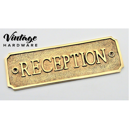 POLISHED BRASS "RECEPTION" SIGN, LARGE 225x75mm