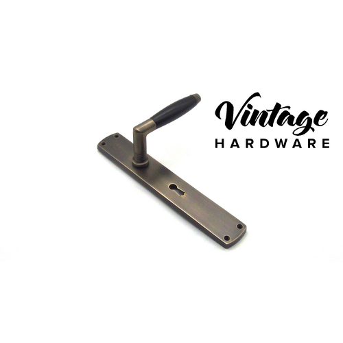 ANTIQUE BRASS, ROSEWOOD - BLACK TIMBER LOCK DOOR HANDLE (Ex 0633)
