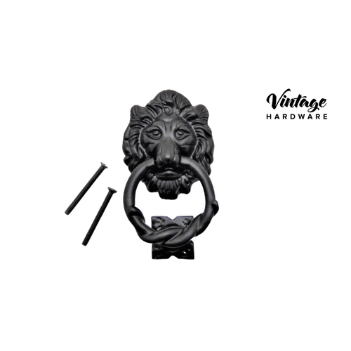 MATT BLACK, IRON, LION, DOOR KNOCKER