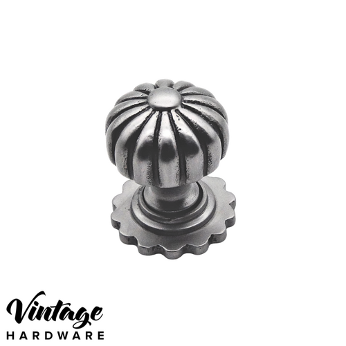POLISHED METAL, IRON, FLUTED KNOB DOOR HANDLE