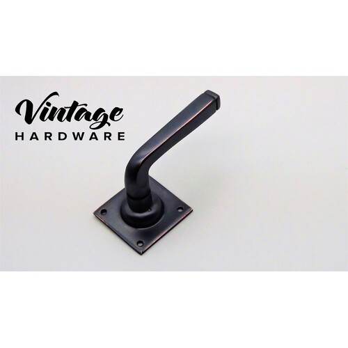 ANTIQUE COPPER, HAMPTON, LATCH DOOR HANDLE ON SQUARE ROSE