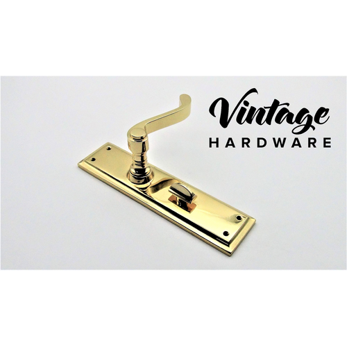 POLISHED BRASS, COLONIAL LEVER LONGPLATE, PRIVACY DOOR HANDLE