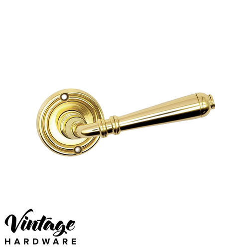 POLISHED BRASS, VILLA, LEVER ON ROSE, DOOR HANDLE