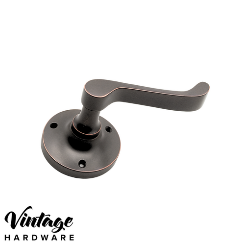 ANTIQUE COPPER VICTORIAN LEVER ON ROUND ROSE