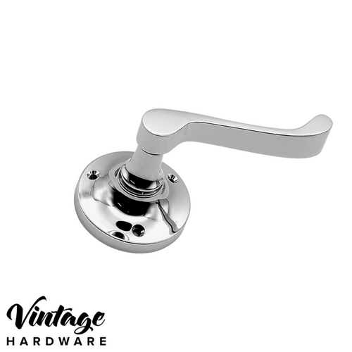 CHROME PLATE VICTORIAN LEVER ON ROUND ROSE