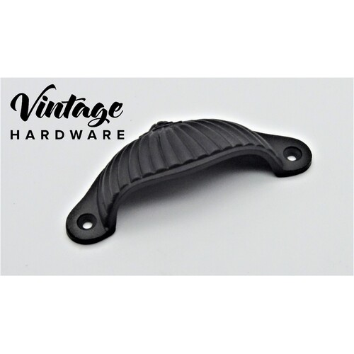 CAST IRON, ANTIQUE FINISH ON IRON, FLUTED, DRAWER PULL