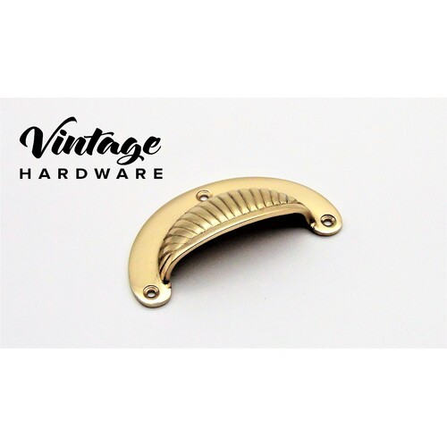 CAST BRASS, POLISHED BRASS, FLUTED, DRAWER PULL