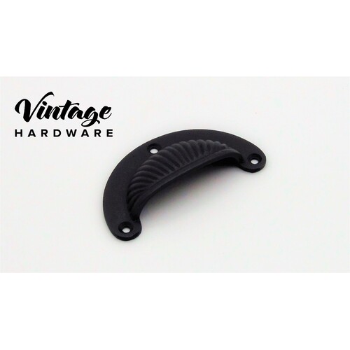CAST IRON, ANTIQUE FINISH ON IRON, FLUTED, DRAWER PULL