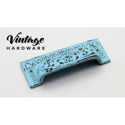 DISTRESSED BLUE, IRON, DRAWER PULL