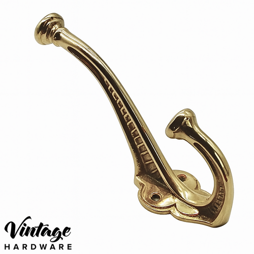 POLISHED BRASS, EDWARDIAN BRASS HAT & COAT HOOK
