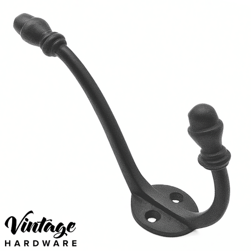 MALLEABLE IRON, MATT BLACK, ACORN HOOK