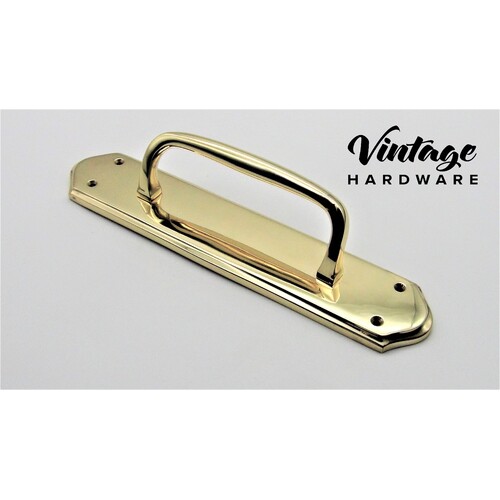 POLISHED BRASS, OFFSET, PULL HANDLE WITH BACKPLATE