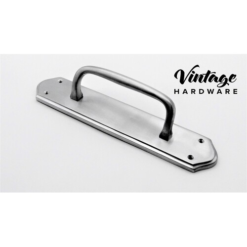 SATIN CHROME, OFFSET, PULL HANDLE WITH BACKPLATE