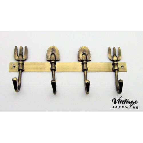 ANTIQUE COPPER, HAT & COAT HOOK WITH PORCELAIN BALL