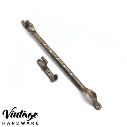 ANTIQUE BRASS, SIDEMOUNT, CASEMENT WINDOW STAY