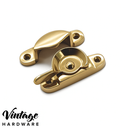 POLISHED BRASS, CLASSIC, SASH FASTENER - SOLID BRASS