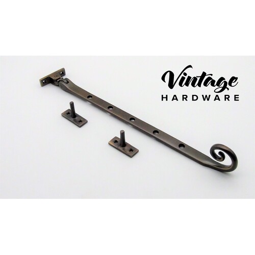ANTIQUE BRASS, BASE FIX, MONKEY TAIL, CASEMENT WINDOW STAY (BRASS)